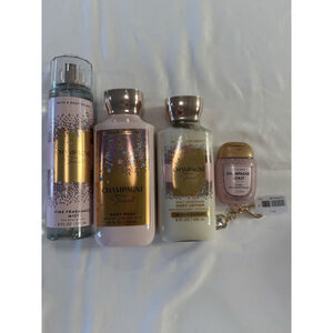 Set of 4 Bath & Body Works Champagne Toast Body Mist Shower Gel, Body Cream Sani
